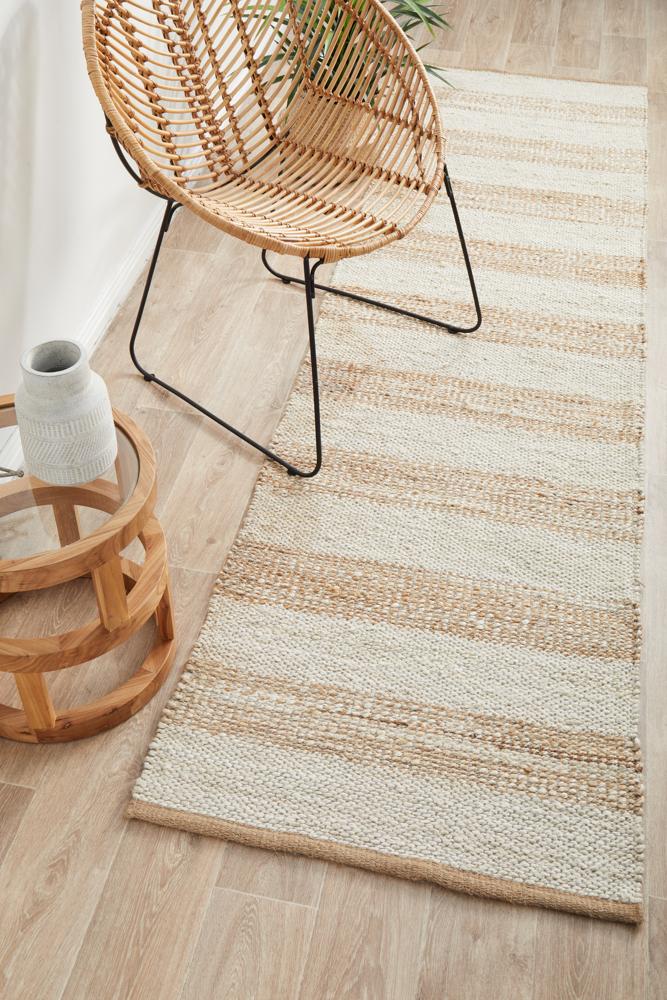 Noosa Stripes in White and Natural : Runner